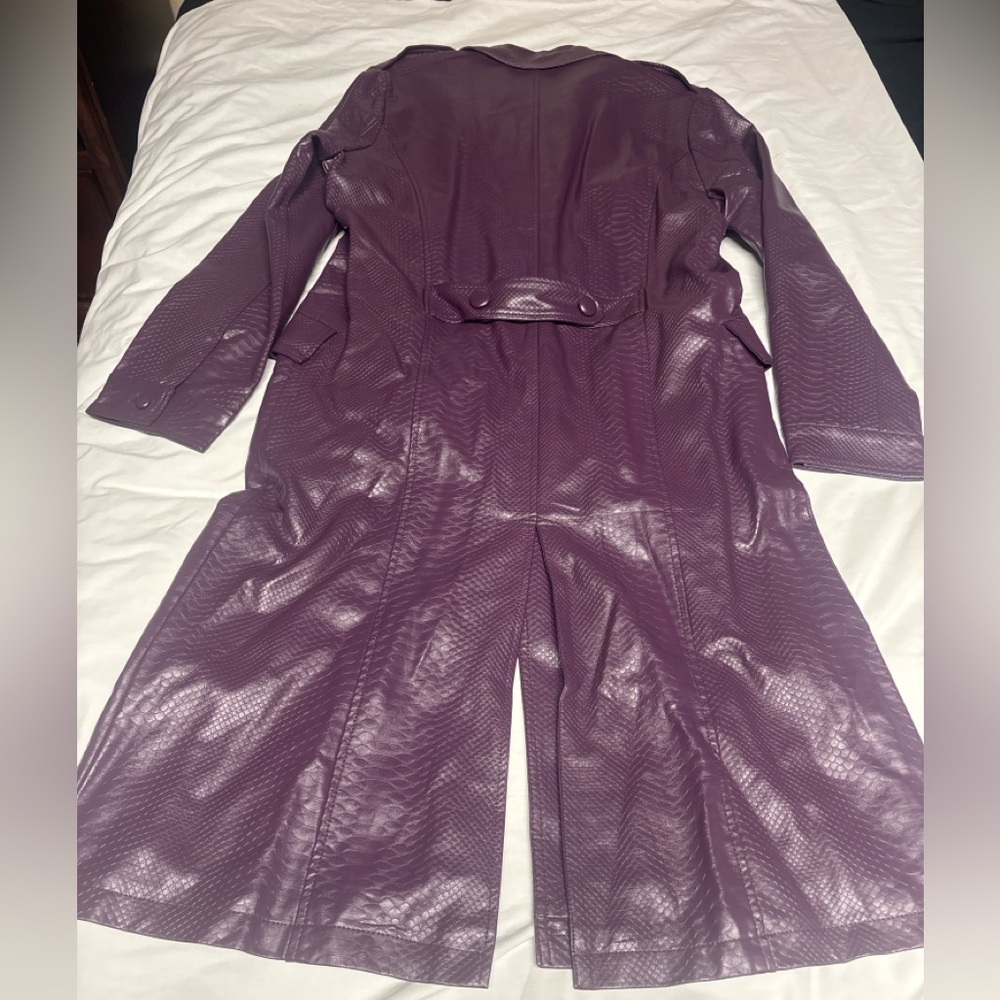 Men’s Suicide Squad Purple Faux Leather Trench Coat 45” Long